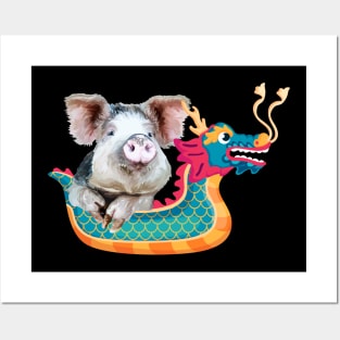 Pig drives a dragon Posters and Art